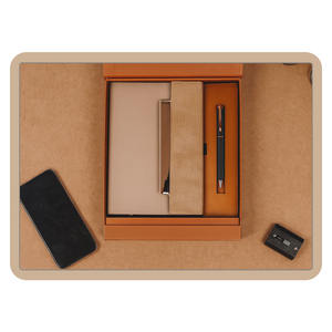 Corporate Promotional Business Genuine Leather Embossed Printing Notebook & Pen Combo <b>Gift</b> <b>Set</b> with Customized Logo and Color - Product Image 1