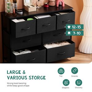 Comò a 7 cassetti per camera da letto con armadietti e unità di stoccaggio mobili già assemblati - Product Image 3