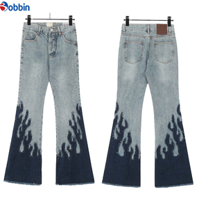 Pantalones Cargo Vaqueros Acampanados Oversize Personalizados de Mezclilla Lavada a la Piedra, Talla Grande, Negros Lisos con Raya Lateral, Ajuste Holgado Casual - Product Image 4