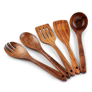 Juego de utensilios de cocina antiadherentes con espátula de madera para preparar comidas, espátulas de madera duraderas, herramientas de cocina - Product Image 3