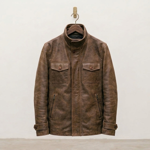 Chaquetas de Cuero para Hombre, Chaquetas de Cuero Genuino Transpirables, Chaqueta de Cuero OEM para Hombre en Diferentes Estilos y Diseños - Product Image 1