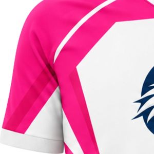 <b>Hot</b> <b>Pink</b> & White Soccer Jersey Uniform Custom Football Kit Quick Dry Team Apparel with Personalized Name Number Design - Product Image 6