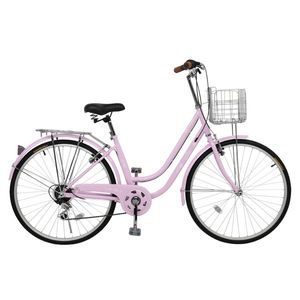 Bicicletta da città rosa a 7 velocità in acciaio ad alto tenore di carbonio con freni a V, ruote da 26 pollici, capacità 150 kg - Product Image 3