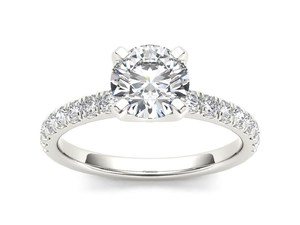 Drop Halo Luxury Engagement <b>Ring</b> with Moissannite in Micro Pave Setting <b>925</b> <b>Silver</b> Women's - Product Image 1