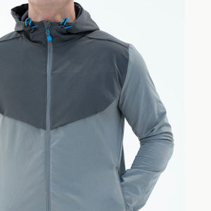 Survêtement gris pour homme avec blocs de couleur, capuche et fermeture éclair intégrale, poches latérales, coupe classique, tenue sportive d'automne - Product Image 4