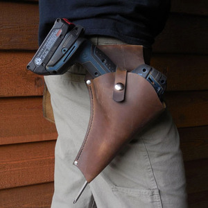 Étui pour perceuse en cuir véritable fait main, support portable pour perceuse, pochette à outils pour charpentier et électricien, durable, vente en gros - Product Image 5