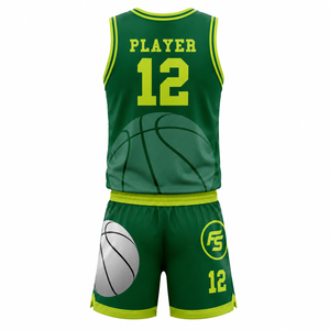 Custom Sublimated Basketball Uniform <b>Men</b> Green Quick Dry Breathable Team Basketball Jersey <b>Shorts</b> Set Training Sportswear - Product Image 2