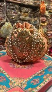 Handmade Golden Gota Patti Work Evening Potli Bag Indian Handmade Women <b>Handbags</b> Purse <b>for</b> Ladies <b>for</b> <b>Wedding</b> and Gifting - Product Image 1