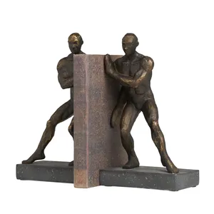 Aluminum Vertical Silver Plated Figurative Sculpture Bookends Set of 2 Contemporary Artistic Tabletop <b>Decor</b> for Living Room - Product Image 4
