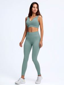 Ensemble soutien-gorge de sport à bretelles et leggings sans couture taille haute pour femme - Product Image 6