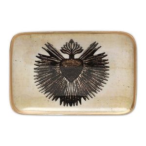 Bandeja Decorativa de Metal Negro con Estampado de Sagrado Corazón, Plato Cuadrado para Joyas con Borde Dorado, Bandejas Modernas de Decoración Gótica para el Hogar - Product Image 6