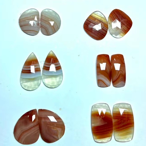 Piedras Preciosas Naturales Bio TASBIYA, Ónix Rojo Blanco Corte Rosa, 150 Quilates, Facetadas por un Lado, Piedras Sueltas para Joyería - Product Image 1