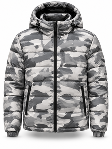 Men's Hooded Puffer <b>Jacket</b> Waterproof Quick Dry Windproof Polyester Wadding Zipper Closure <b>Casual</b> Winter Coat - Product Image 1