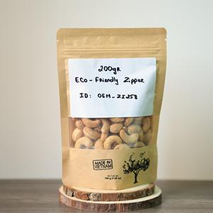 Emballage éco-responsable avec fermeture éclair, fabriqué au Vietnam, OEM, qualité supérieure, noix de cajou grillées, certifiées ISO, saveur beurrée et salée unique, directement du producteur, 200g - Product Image 1