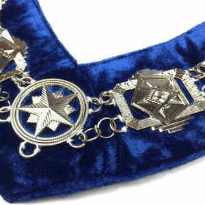Chaîne de col maçonnique Blue Lodge, en métal plaqué argent, avec support de bijou décoratif et doublure en velours, pour officiers en cérémonie - Product Image 5