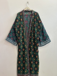 Hand Embroidered Long Boho Kimono Robe <b>Bridesmaid</b> Gift Women <b>Cover</b> <b>Up</b> - Product Image 2