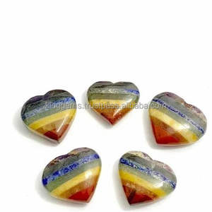 Cœur en cristal naturel des sept chakras, pierre précieuse polie sculptée - Art Feng Shui de collection - Product Image 1