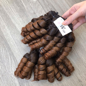 Venta al por mayor Super doble dibujado Virgen hinchable rizado Bundles Ombre Color Vietnamita Extensiones de cabello ondulado Cutícula alineada - Product Image 1