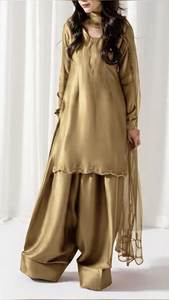Modern Designer Wear Exclusive Farsi Salwar Kameez Four Beautiful Beads Work Colours Crepe Organza Dupatta Silk Party Reversible - Product Image 4