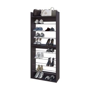 Wengue Tall Open Shoe Rack with <b>Metal</b> Rails and Multi-Tier <b>Shelves</b> - Product Image 3