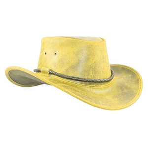 Chapeau de cowboy en cuir jaune unisexe à large bord, décontracté pour l'extérieur, printemps-été, adulte 56-58CM - Product Image 4