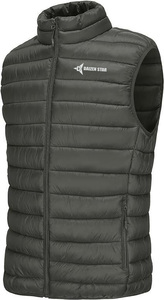 DAIZEN STAR Men's Olive Green Stand Collar Puffer Vest Solid Color Windproof Casual Outerwear Zipper Closure Autumn Wear - Product Image 3