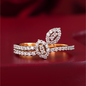 14K Rose <b>Gold</b> Marquise Cut Halo Diamond Open Wrap <b>Cocktail</b> Statement <b>Ring</b> (VVS2 VS1 VVS1) - Product Image 1