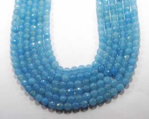 ลูกปัดหินแคลเซโดนีสีน้ำเงินธรรมชาติทรงกลมเหลี่ยมเพชรพลอย สำหรับทำเครื่องประดับ ขายส่ง - Product Image 1