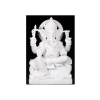 Statue de Ganesha en marbre Makrana blanc pur, artisanat indien, surface polie écologique, décoration de la maison, temple