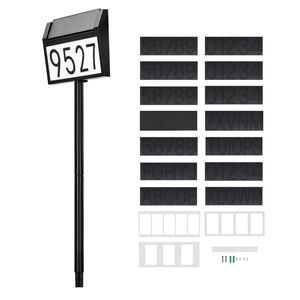 Solar <b>Illuminated</b> LED Address <b>Sign</b> 3 Colors for <b>House</b> Numbers Waterproof Outside Plaques Stakes Wall Mounted Option - Product Image 1