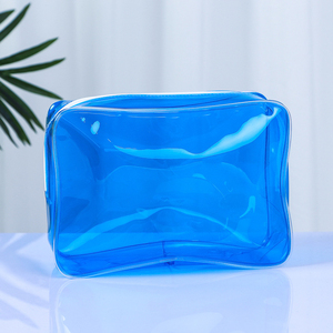 Sac cosmétique transparent en PVC de style simple avec fermeture éclair et logo personnalisé, grands sacs, prix de gros pour les lycées - Product Image 5