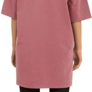 Camiseta Oversize de Manga Corta Rosa Polvoriento para Mujer, Corte Holgado, Cuello Redondo, Estilo Casual Largo, Básico, Streetwear, Ropa Diaria - Product Image 5