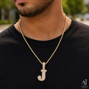 Collar Hiphop Unisex de Plata 925 Bañado en Oro Rosa con Colgante de Letra con Incrustaciones de Moissanita y Cadena de Eslabones Cubanos, Joyería para Fiesta, Amuleto Inicial Personalizado - Product Image 5