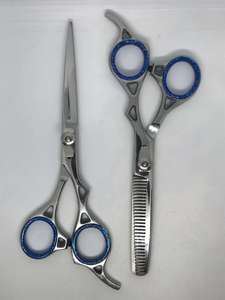 Kit de Barbier Abordable : Ensemble Ciseaux et Lames Noires pour Salon de Beauté, Ciseaux à Effiler Droitiers à Manche Court 28 Dents - Product Image 3