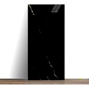 Azulejos de porcelana de color negro brillante de lujo Golden Vein, azulejos negros con vetas multicolor de 60x120cm. - Product Image 6