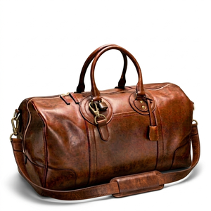 Sac de voyage de luxe en cuir véritable B S International Direct Supply, doublure en polyester imperméable, logo original, grande capacité - Product Image 1