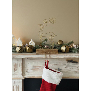 Stylish Reindeer Iron Wire Made Christmas <b>Stocking</b> <b>Holder</b> Metal Stand Durable Festive Decor Mantle Elegant Holiday Display Hook - Product Image 1