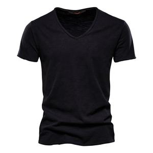 Camiseta de Verano para Hombre, Nueva Moda, Deportiva, Manga Corta, Casual, Poliéster/Algodón, Cuello en V, Corte Holgado, Transpirable, Venta al Por Mayor - Product Image 5