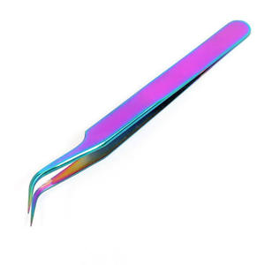 Vired Impex Professional Stainless Steel Fiber <b>Lash</b> Eyebrow Tweezers <b>Cluster</b> Curved Tip High Quality Durable Precision 10mm - Product Image 1