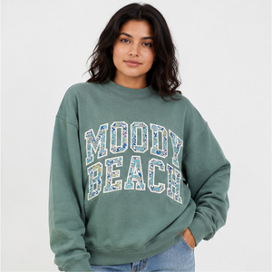 Crew <b>Neck</b> Sweatshirt Regular Fit Cotton Knitted Pullover <b>Mock</b> <b>Neck</b> Women Sweatshirt High Quality Graphic Floral Embroidery - Product Image 1