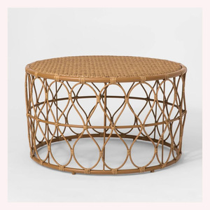 Premium Natural Cane Coffee <b>Table</b> with <b>Adjustable</b> Top and Storage Basket for Modern Interior Styling - Product Image 2