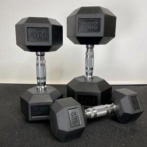 Haltères recouverts de caoutchouc 20 kg antidérapants pour exercices de fitness unisexe - Product Image 5