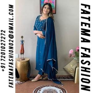 Conjunto de Kurtis y Pantalones de Rayón con Bordado Indio-Pakistaní, Dupatta, el Más Popular para la Temporada de Festivales, Ropa de Trabajo para Mujer, Parte Superior e Inferior, FATEMA - Product Image 2