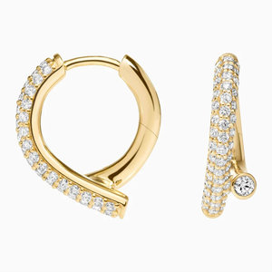 Pendientes de Aro de Oro Amarillo con Diamantes, Corte Brillante Redondo, Cultivados en Laboratorio, Color G, Joyería de Lujo para Mujer, Uso Diario - Product Image 2