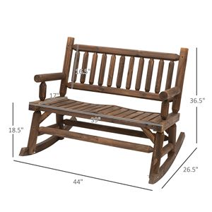 Robusto Divanetto a Dondolo in Legno con Sedute Curve Larghe in Noce, Arredo da Giardino con Cuscini Impermeabili per il Relax in Cortile - Product Image 3