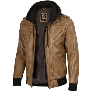 Blouson en cuir véritable pour homme, coupe ajustée, style motard, vintage, noir, col montant, vêtement d'extérieur - Product Image 6