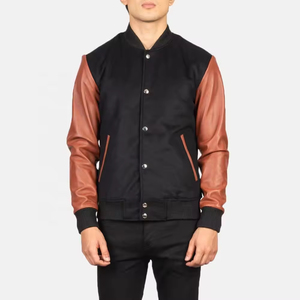 High Quality Custom Genuine Leather Letterman Varsity Jacket for <b>Men</b> Fashionable Chenille Patches Embroidery Winter Jacket Coat - Product Image 5