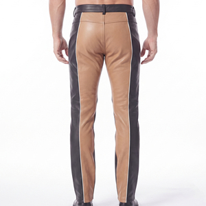 Custom Made <b>Men's</b> Casual <b>Leather</b> Motorcycle <b>Pants</b> Wholesale Genuine <b>Leather</b> Biker Trousers Mid Waist - Product Image 2