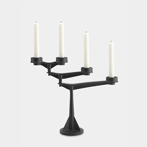 Modern Sand <b>Textured</b> 4 Arm Candelabra Contemporary Metal Design For Luxury Home Decor And Events Durable <b>Powder</b> Coating Finish - Product Image 5