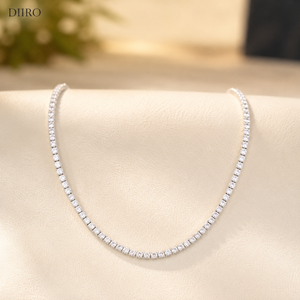 Vintage 925 Sterling Silver Tennis <b>Chain</b> Necklace Round Diamond <b>Iced</b> <b>Out</b> Women's Moissanite <b>Chain</b> GRA Certified - Product Image 1